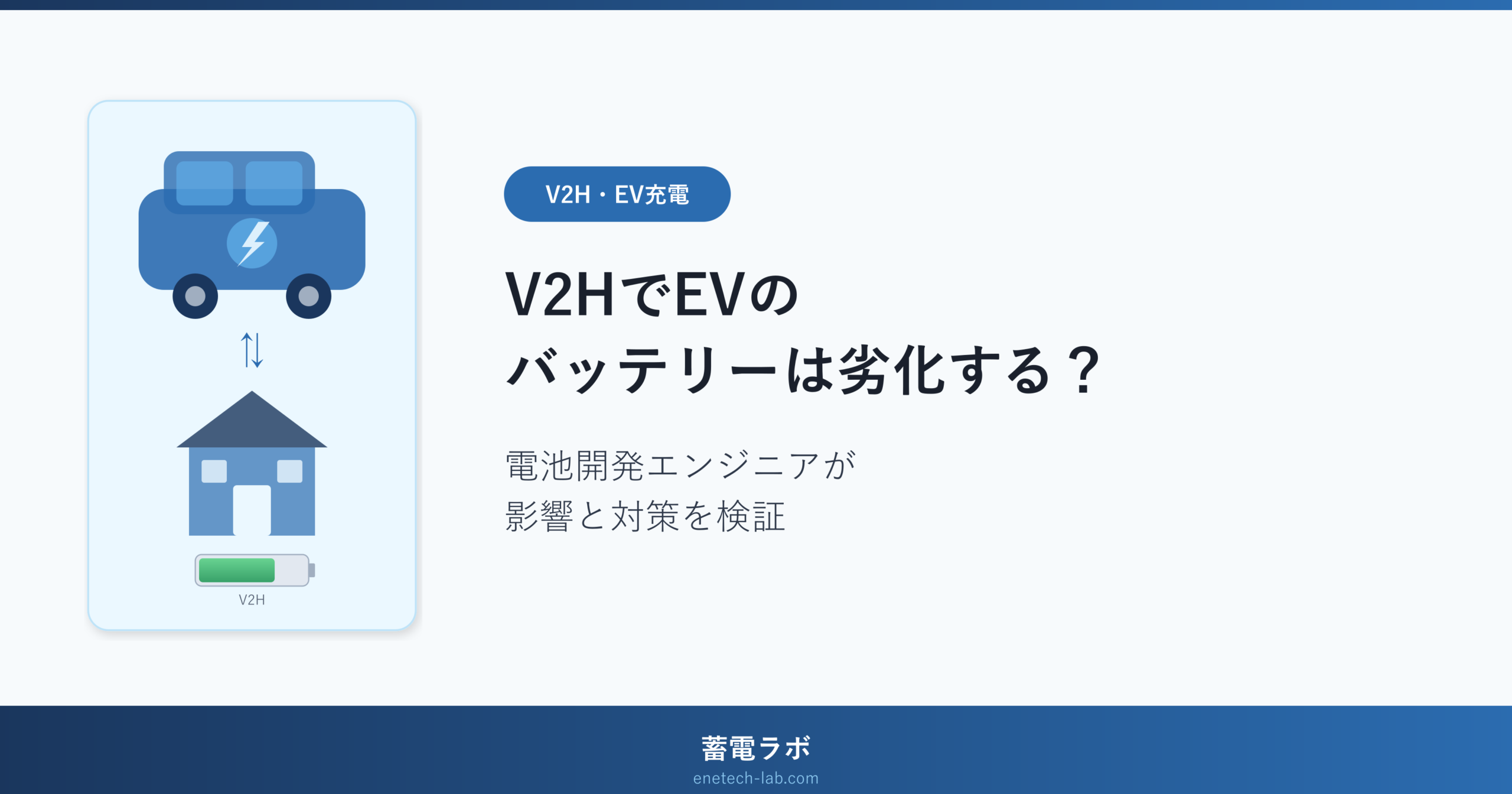 V2HでEVのバッテリーは劣化する？電池開発エンジニアが影響と対策を検証