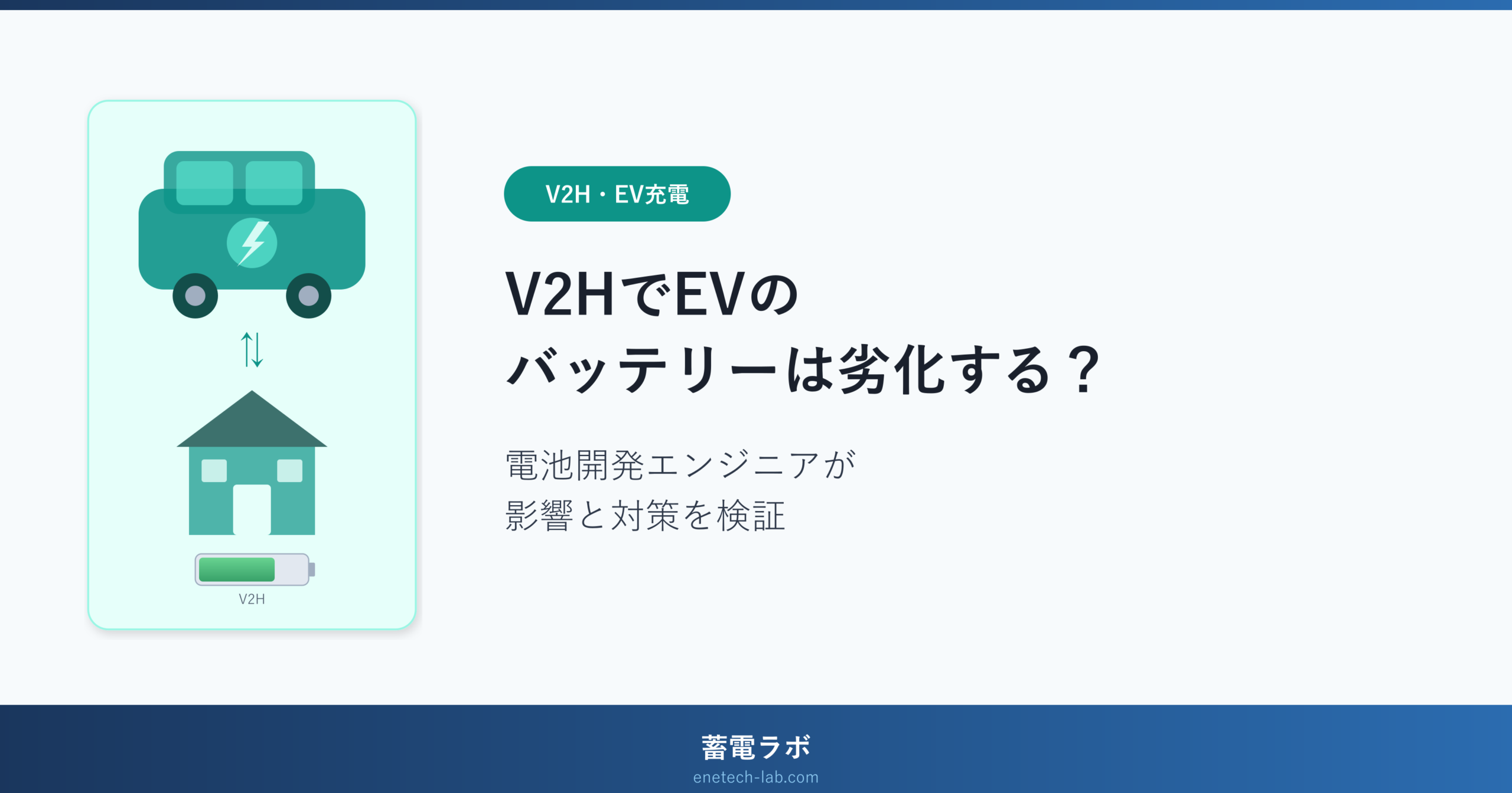 V2HでEVのバッテリーは劣化する？電池開発エンジニアが影響と対策を検証