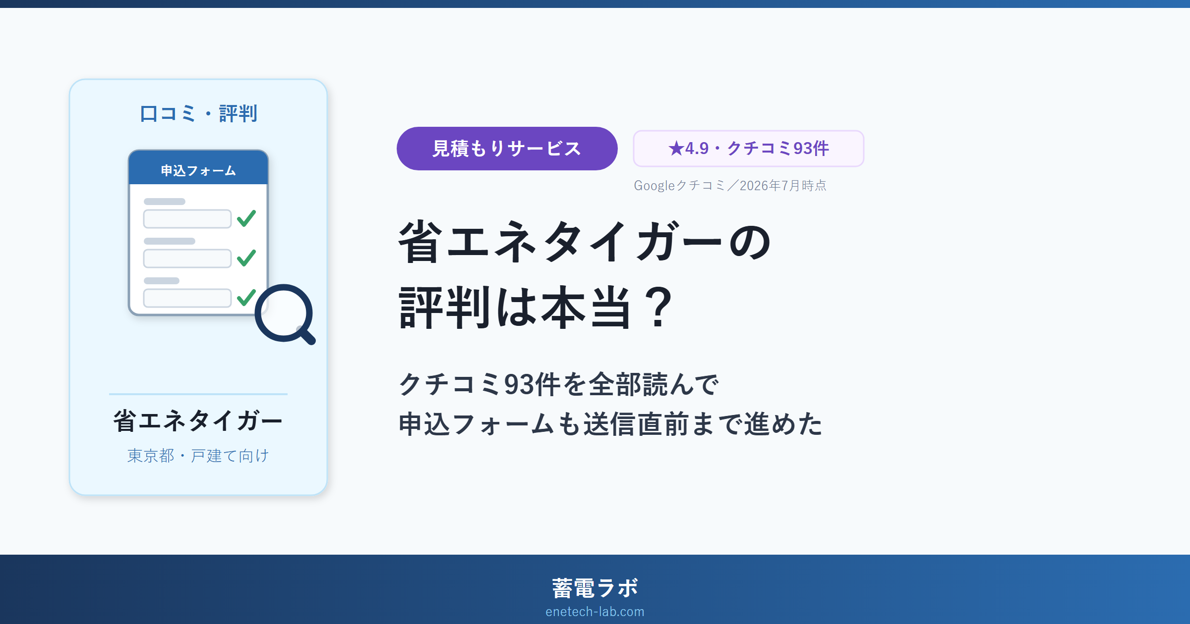 省エネタイガーの評判は本当？クチコミ93件を全部読んで申込フォームも送信直前まで進めた