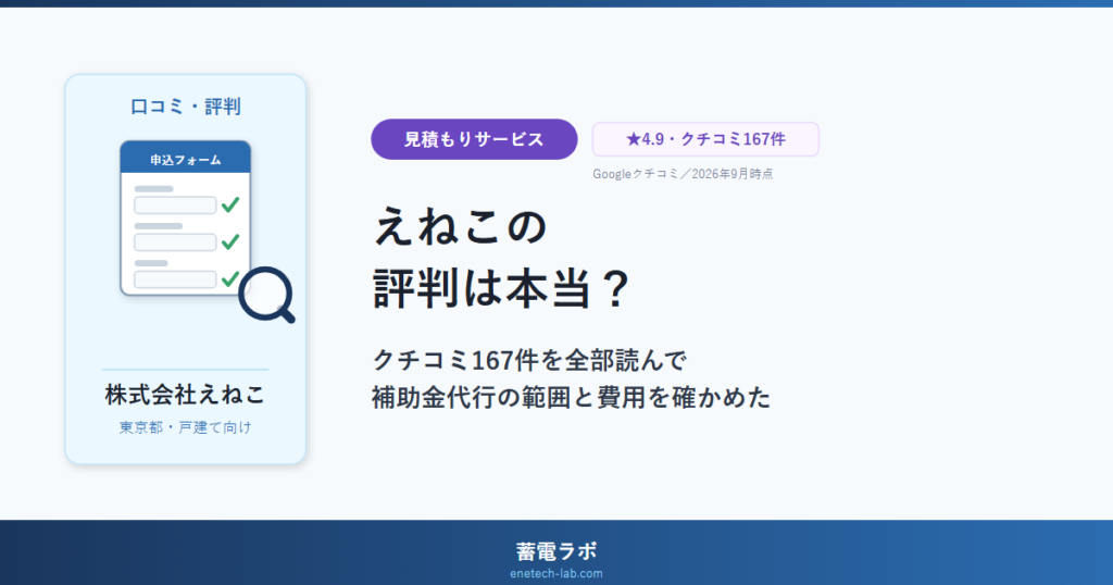 えねこの評判は本当？クチコミ167件を全部読んで、補助金代行の範囲と費用を確かめた